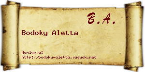 Bodoky Aletta névjegykártya
